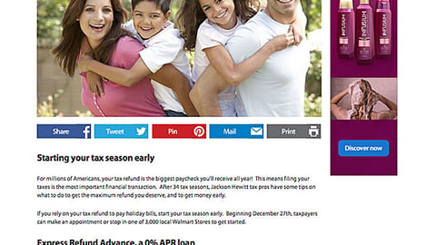 Walmart 'Get Your Refund Early' Landing Page