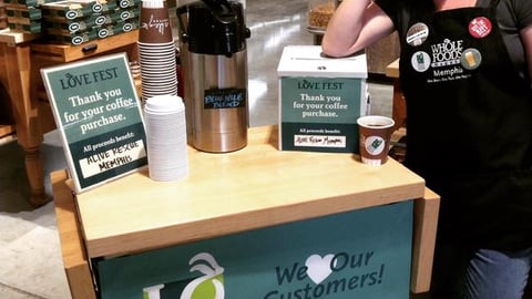 Whole Foods 'Love Fest' Coffee Kiosk Signs