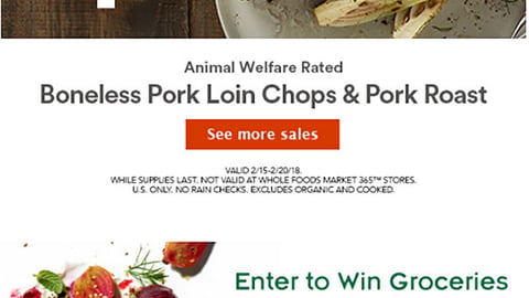 Whole Foods 'Win Groceries for an Entire Year' Email Ad