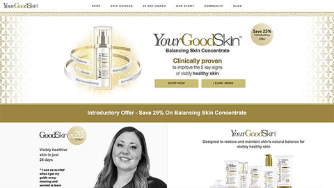 YourGoodSkin.com Home Page