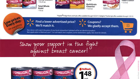Walmart Mills 'Support the Cause' Insert