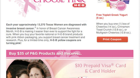 H-E-B 'Give Hope, Choose Pink' Email