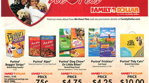 Nestlé-Purina Family Dollar 'We Love Pets' FSI