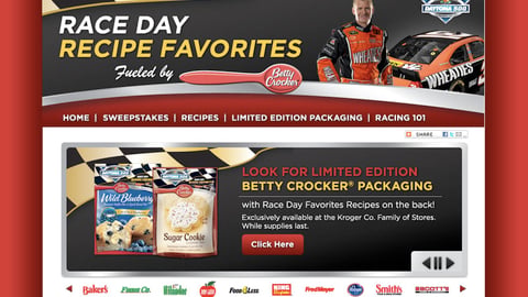 Betty Crocker Kroger 'Race Day' Brand Page