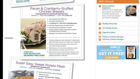 'Cooking Light' Kroger 'Holiday Menu' Page