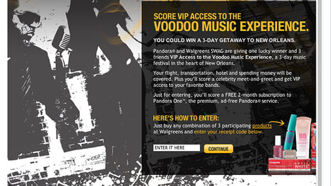 Walgreens Pandora Facebook Sweeps