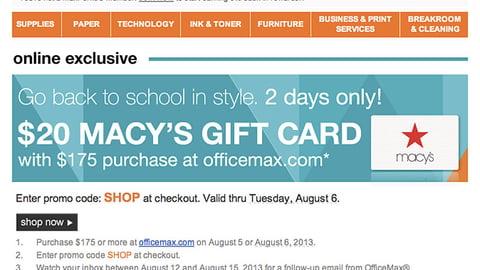OfficeMax 'School in Style' Email