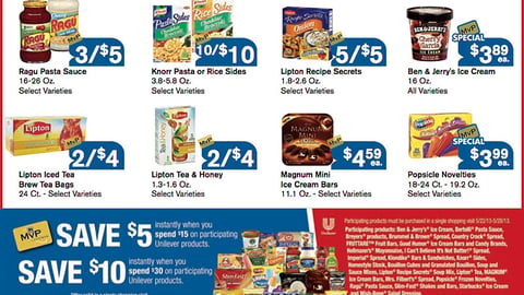 Food Lion Unilever 'Save $5' Feature