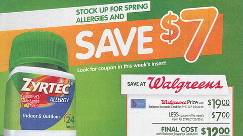 Zyrtec Walgreens 'Spring Allergies' FSI