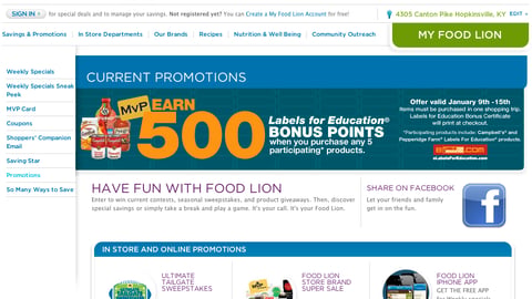 Food Lion Campbell 'Labels for Education' Incentive