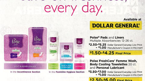 Poise Dollar General 'Save on Freshness' FSI