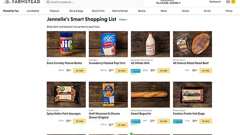 Farmstead 'Smart Shopping List' Web Page