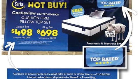 Serta 'Hot Buy' Ceiling Sign 
