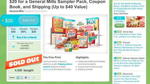 General Mills Groupon Offer Page