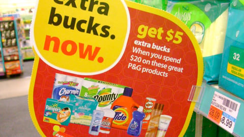 CVS/P&G Extra Bucks Shelf Sign