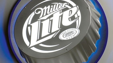 Miller Lite Illuminated Bottle Cap Sign