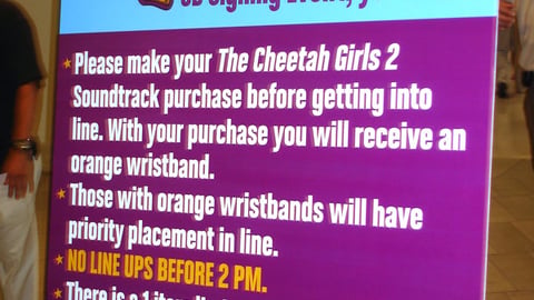 Wal-Mart Cheetah Girls Event Sign