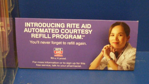 Rite Aid Courtesy Refills Counter Card