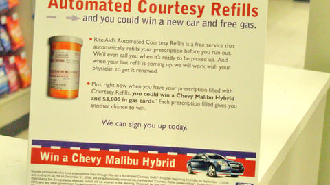 Rite Aid Courtesy Refills Sweeps Counter Sign