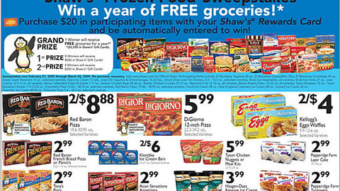 Shaw's Frozen Food Sweeps Feature