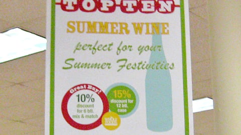 Whole Foods Top Ten Wines Ceiling Sign