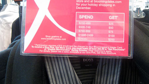 Bloomingdale's 'Give Pink Get More' Rack Sign
