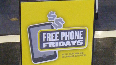 Best Buy 'Free Phone Fridays' Stanchion Sign