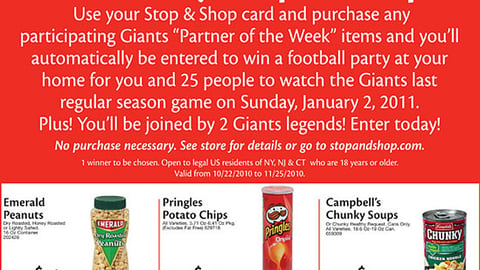 Stop & Shop NY Giants Sweeps Feature