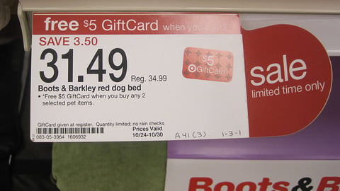Target Boots & Barkley Incentive Price Label