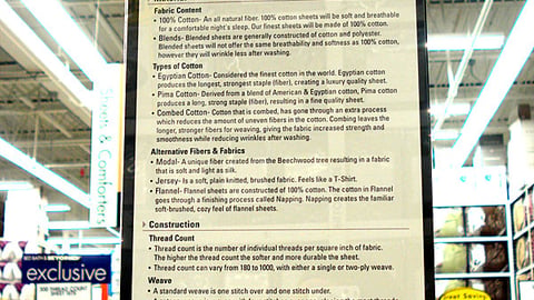 Bed Bath & Beyond 'How to Buy Sheets' Sign