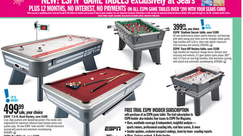 Sears ESPN/Classic Sport Table Game Feature