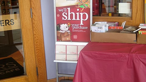 Borders Holiday Stanchion Sign