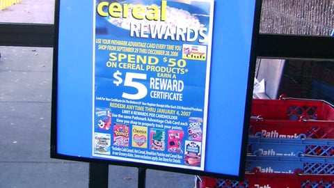 Pathmark/Kellogg 'Cereal Rewards' Stanchion Sign