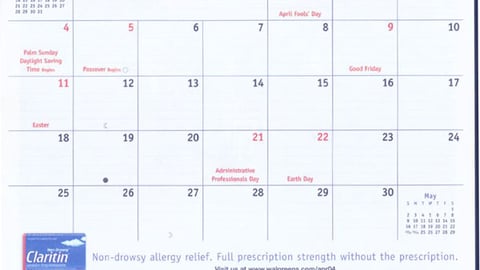 Walgreens 2004 Calendar -- Claritin