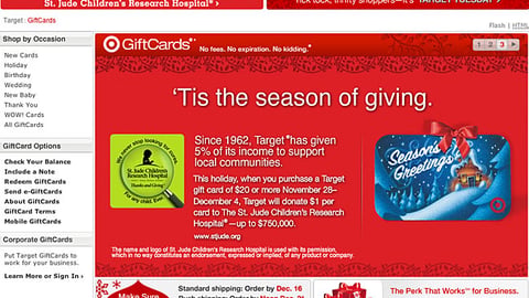 Target 'Season of Giving' Home Page Leaderboard Ad