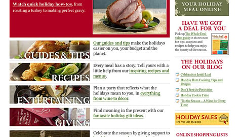 Whole Foods Holiday Website