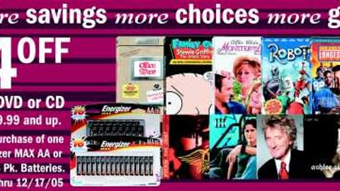 Meijer/Energizer '$4 Off DVDs or CDs' Feature