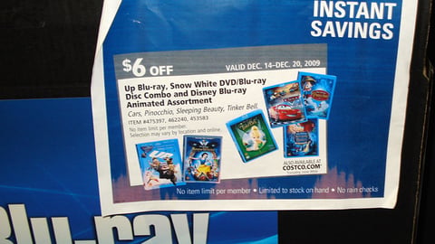 Costco Disney Blu-ray 'Instant Savings' Cling
