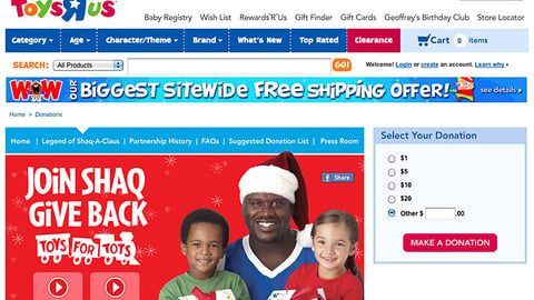 Toys "R" Us 'Join Shaq' Leaderboard Ad