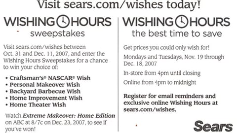 Sears 'Wishing Hours' Take-One