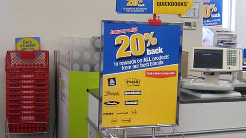Staples '20% Back' Stanchion Sign