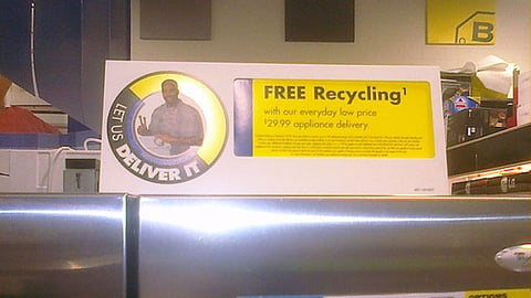 Best Buy 'Free Recycling' Counter Sign