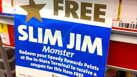 Speedway 'Free Slim Jim' Shelf Sign