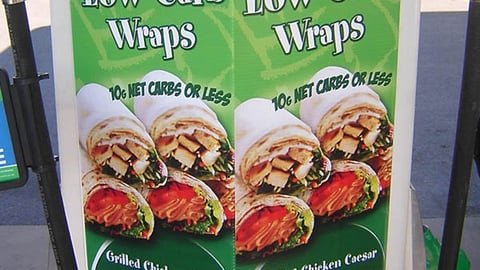 BP Low Carb Wraps Gas Pump Sign