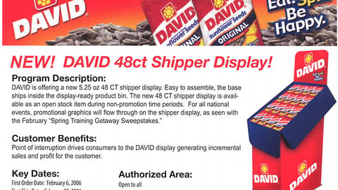 David Sunflower Seeds Sell Sheet