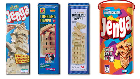 Hasbro Jenga vs. Competitors' Packaging