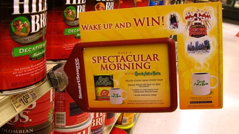 Chock Full O'Nuts Sweeps Shelf Talker