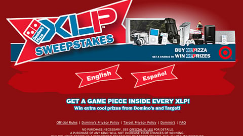 Domino's XLP/Target Sweepstakes Entry Form