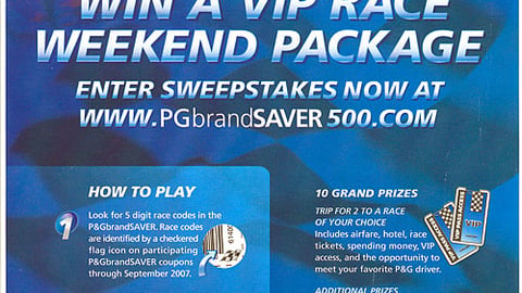 'brandSaver' NASCAR Sweeps Ad