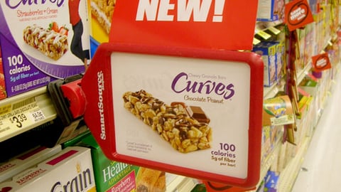 Curves Cereal Bar Shelf Talker